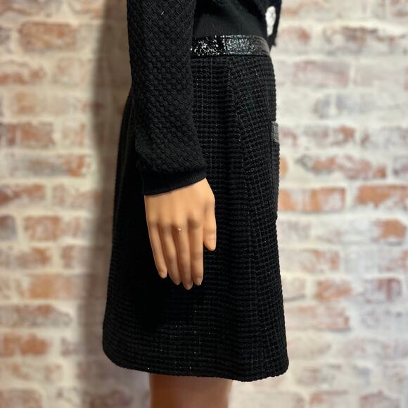 MAJE Jinili Black Tweed Button Front Skirt SZ40(L) - Picture 3 of 8